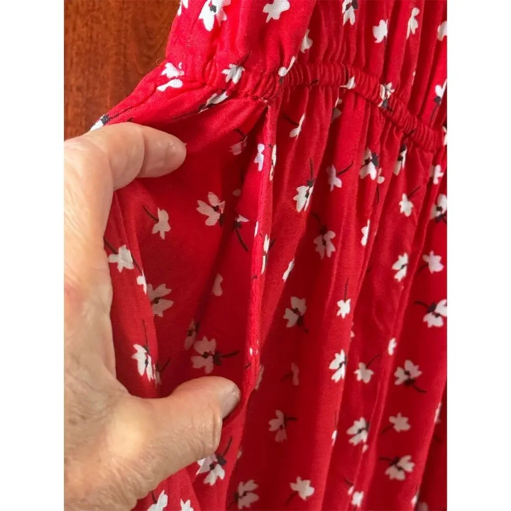 Abercrombie Kids Girls Red Floral Spaghetti Strap Jumpsuit Size 11/12